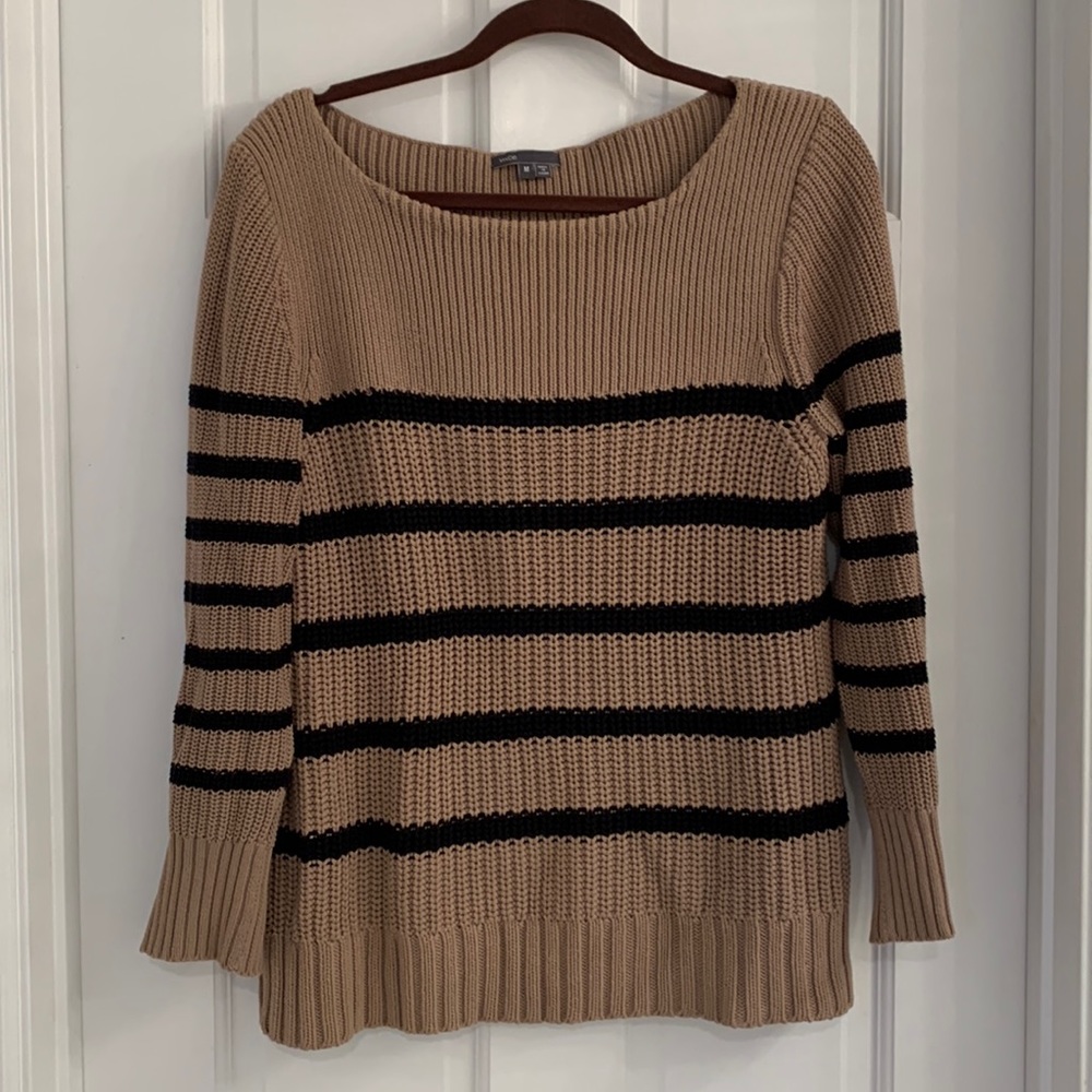Striped Tan and Black Women's Sweater